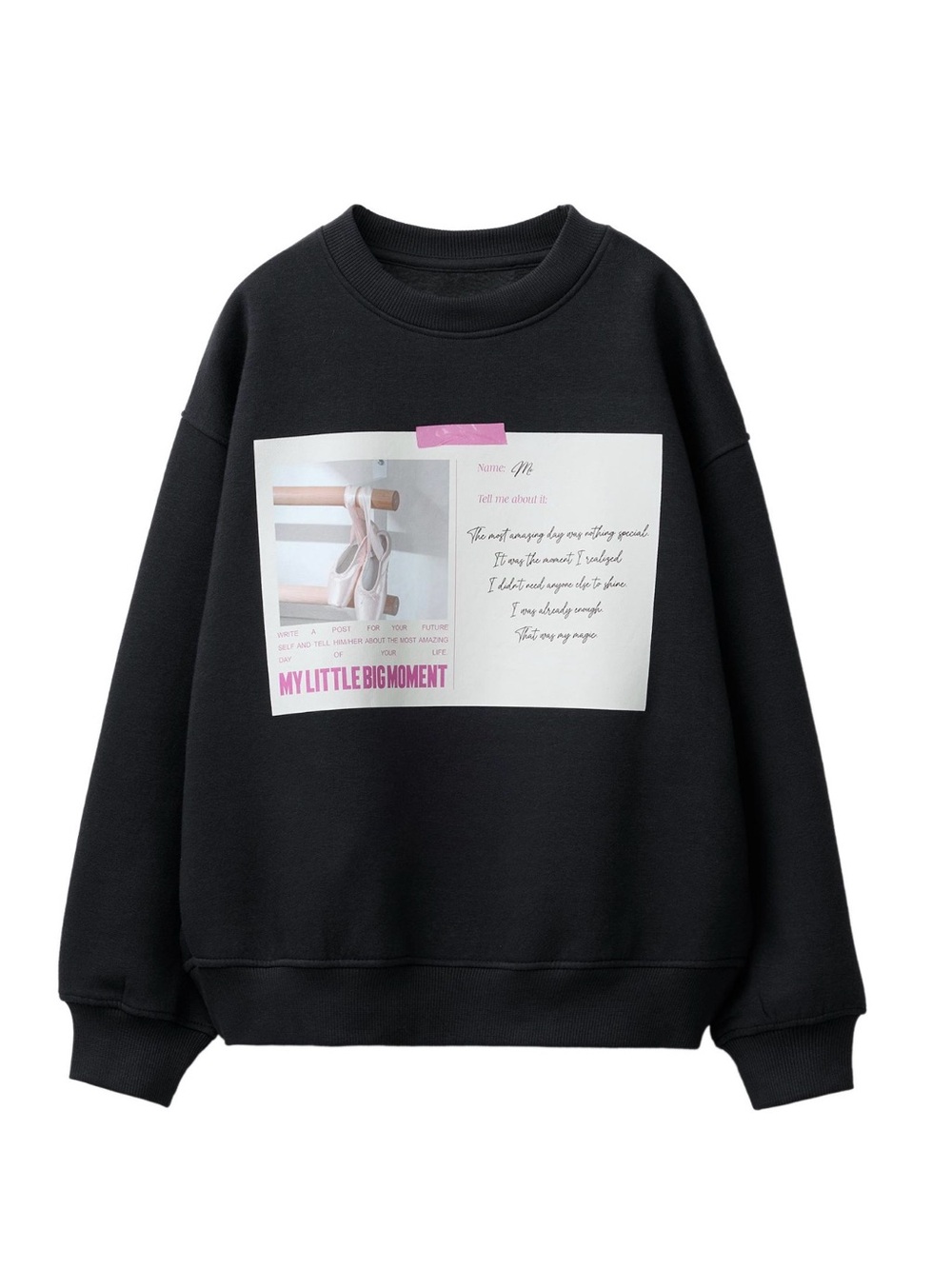 ZARA Ballet Photograph & Text Print Sweatshirt 8-9 Years Girls